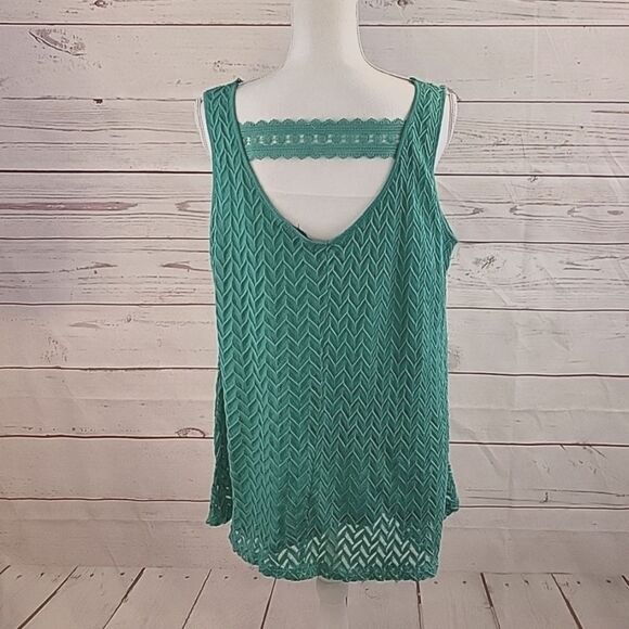 French Connection, Lined Mint Green Crochet Top- XL - Picture 6 of 7